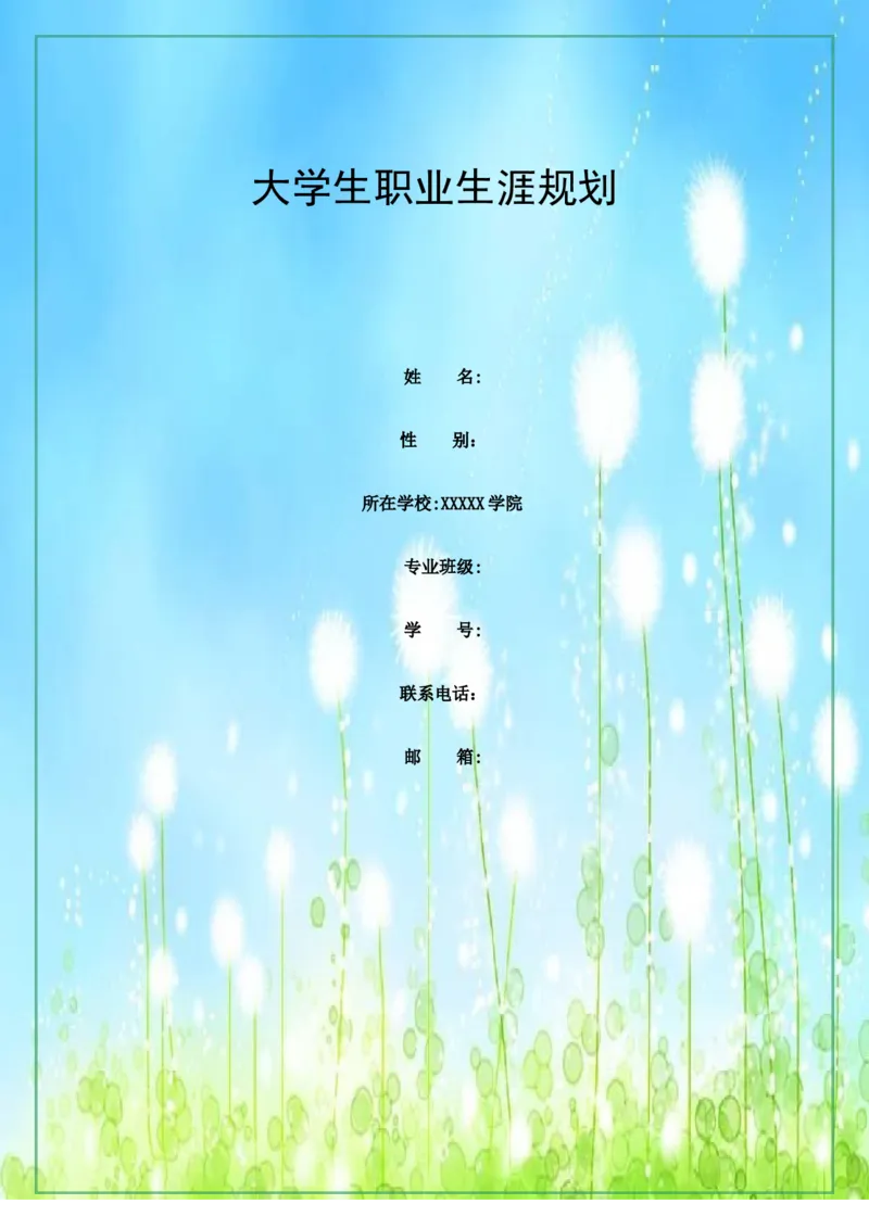 职业生涯规划书模版Word文档_E6-职业规划_86道路桥梁专业