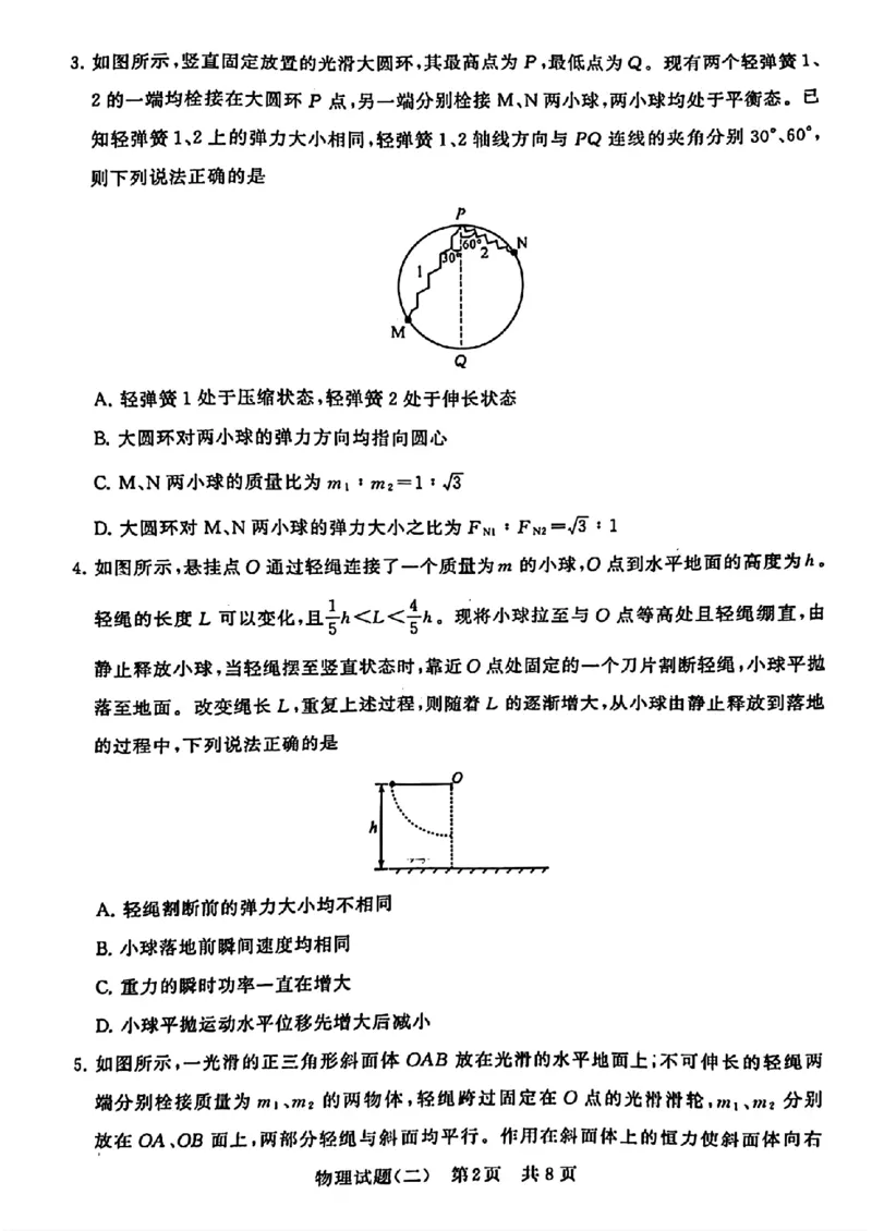 2024届湖北省T8联盟高三下学期压轴考试（二）物理试题(1)_2024年5月_025月合集_2024届湖北省T8联盟高三下学期压轴考试（一模）