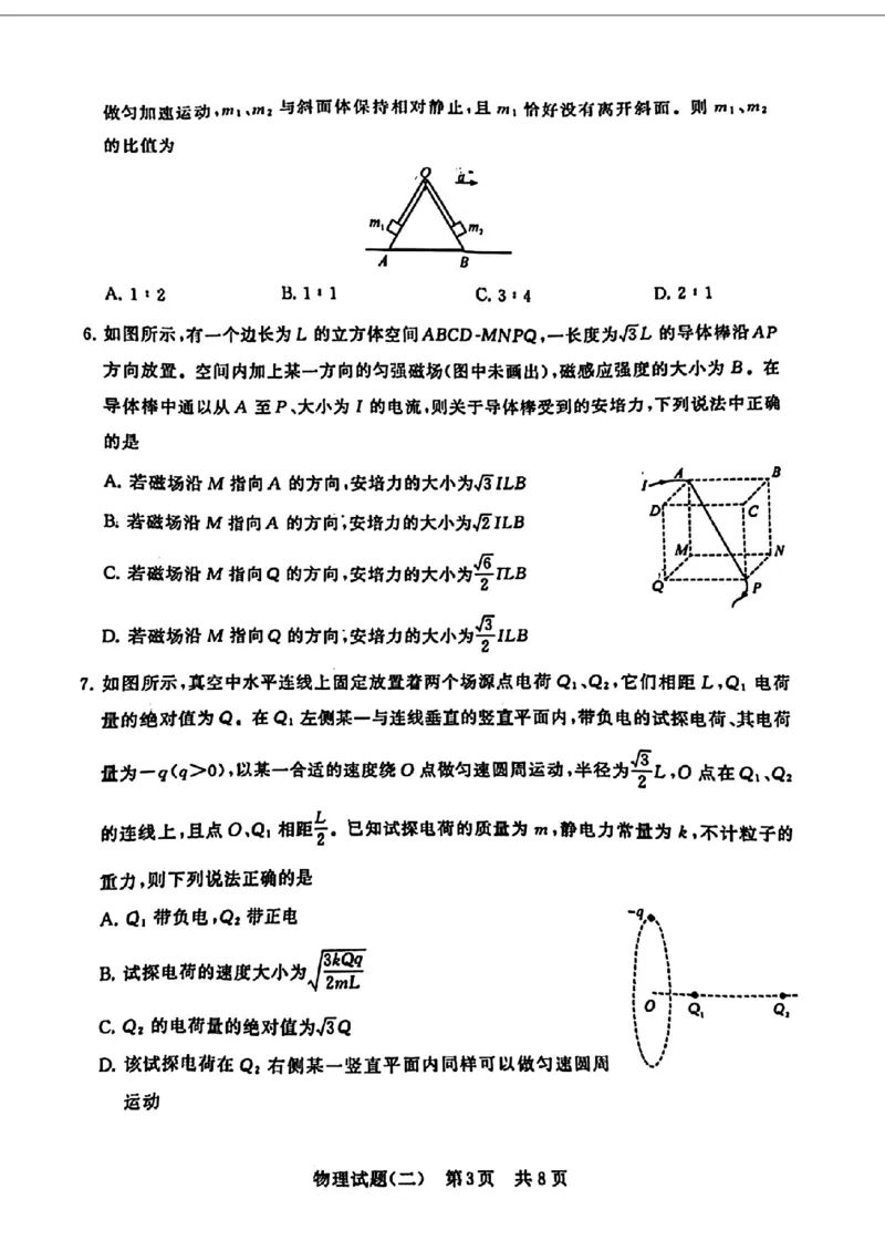 2024届湖北省T8联盟高三下学期压轴考试（二）物理试题(1)_2024年5月_025月合集_2024届湖北省T8联盟高三下学期压轴考试（一模）