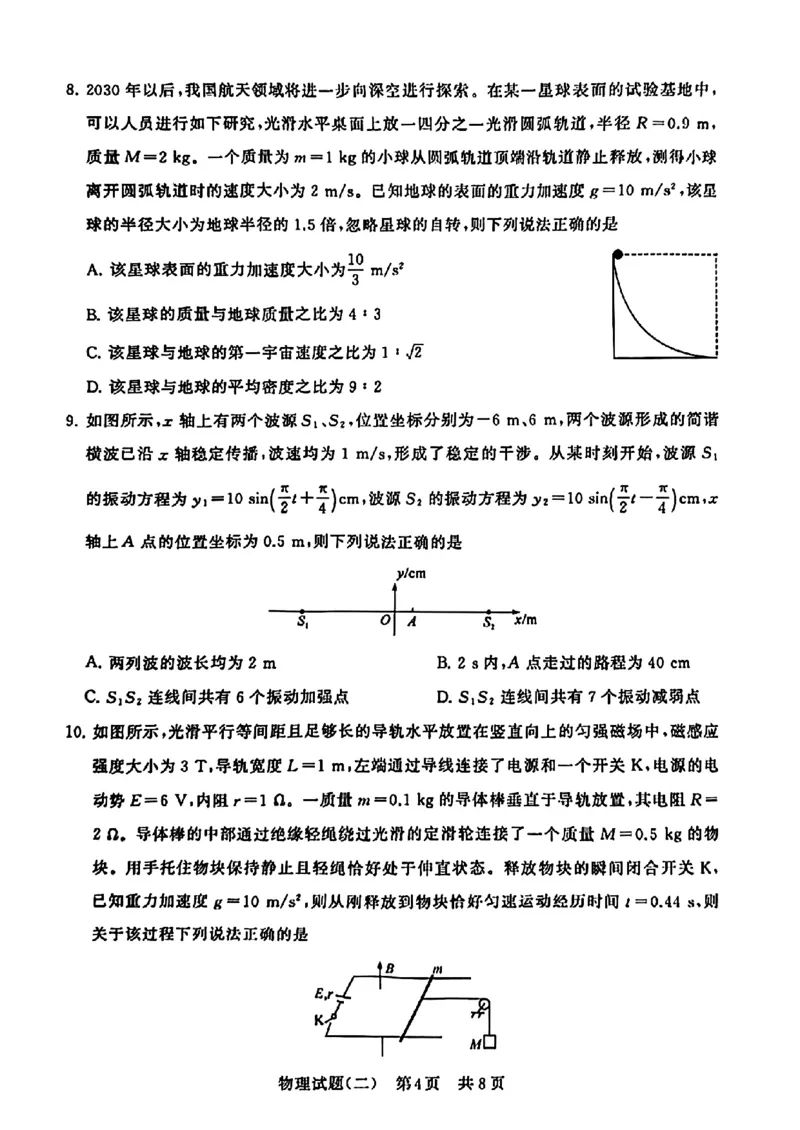 2024届湖北省T8联盟高三下学期压轴考试（二）物理试题(1)_2024年5月_025月合集_2024届湖北省T8联盟高三下学期压轴考试（一模）