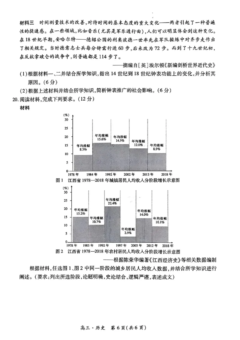 2024江西稳派上进高三年级5月统一调研测试历史试卷(1)_2024年5月_025月合集_2024届江西稳派上进高三年级5月统一调研测试