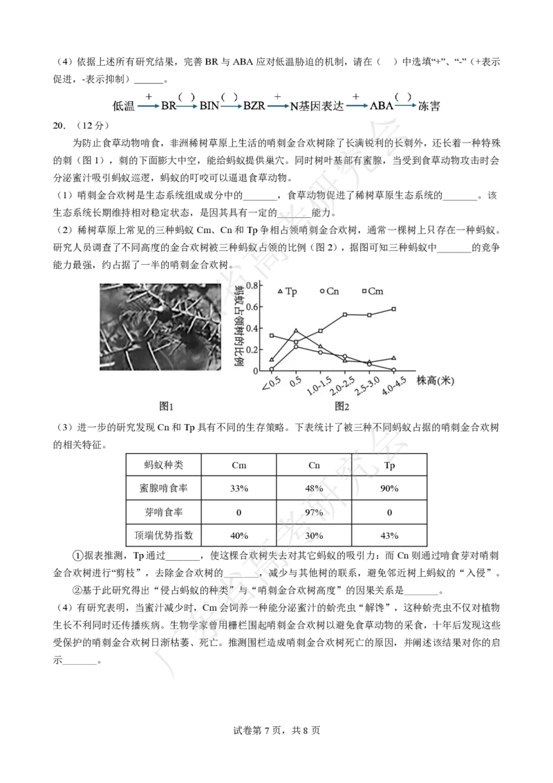 广东省2025届高三生物一调模拟卷（试题）_8月_2408082025届广东省普通高中毕业班第一次调研考试_广东省高考研究会：广东省2025届高三生物一调模拟卷