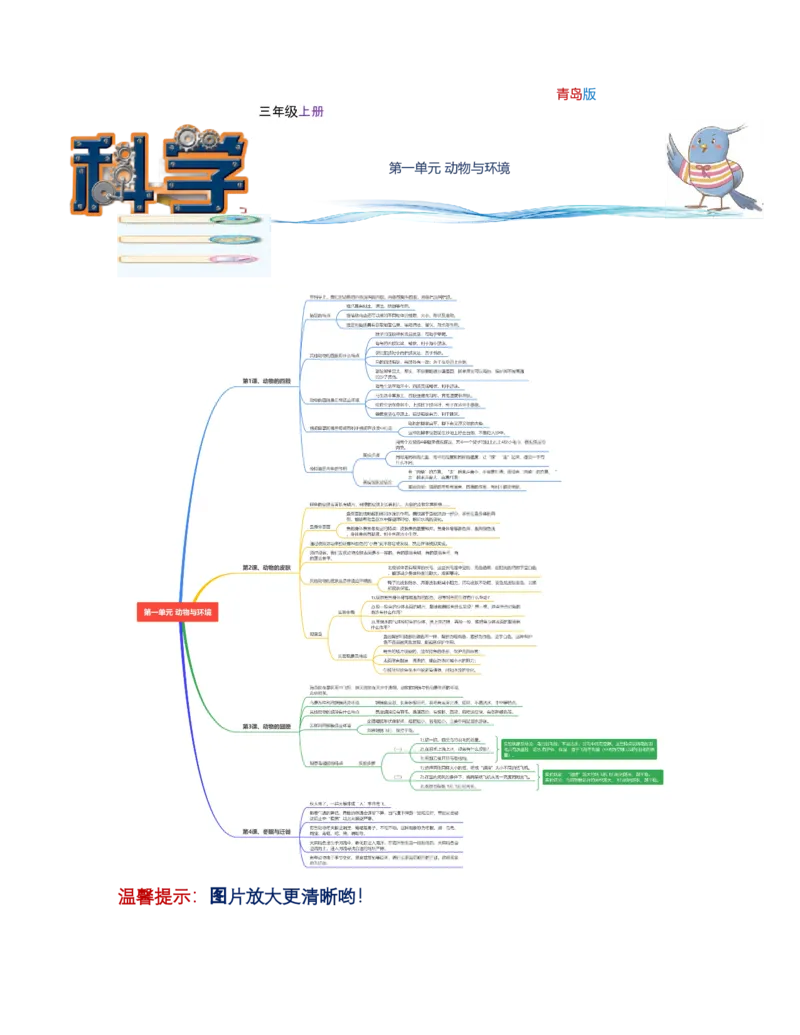 第一单元动物与环境-2023-2024学年三年级科学上册期中专项复习（青岛版）_三年级上下册资料_小学三年级学习资料-25年更新版_3-09、小学三年级科学上册_青岛版_单元测试卷