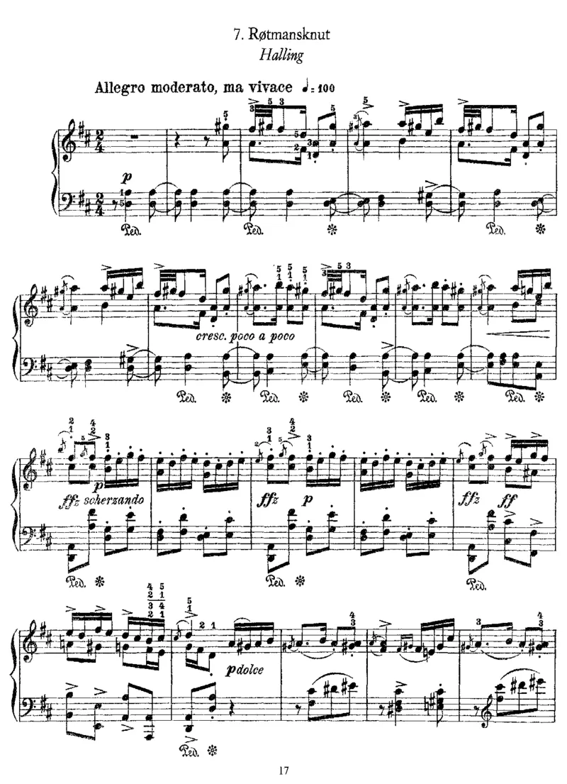 17NorwegianPeasantDances,Op72_一万首著名钢琴曲谱哈农贝多芬合集视频教学电子版高清无水印可打印_1古典钢琴知名音乐家谱_格里格钢琴谱全集_其他