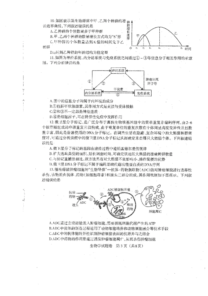 2024届辽宁省部分学校高三下学期扣题卷（二）生物试题_2024年5月_01按日期_10号_2024届辽宁省高考扣题（二）_2024届辽宁省部分学校高三下学期扣题卷（二）生物试题