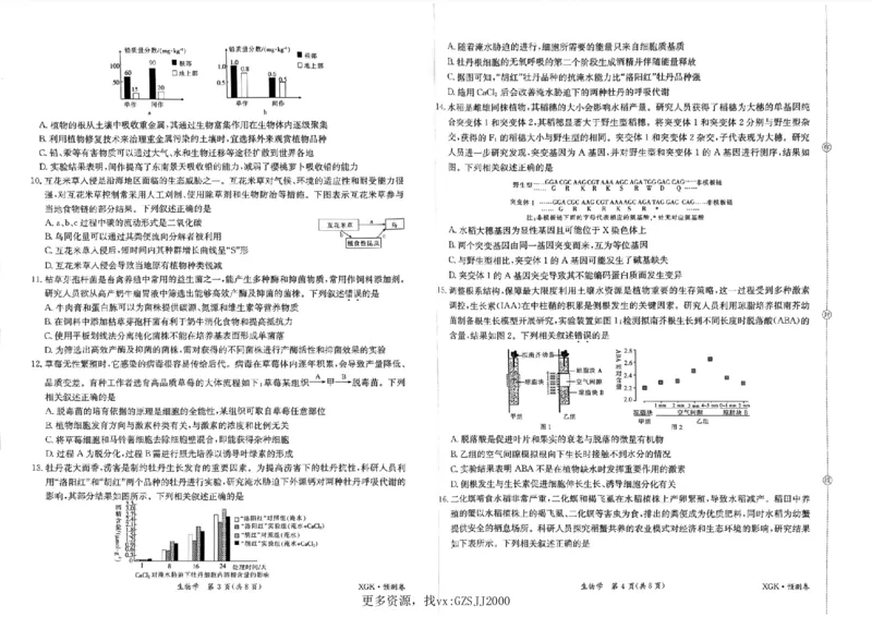 预测卷_生物_2024高考押题卷_52024金太阳全系列_（新高考版）jty临考预测押题密卷_金太阳卷霸临考预测卷