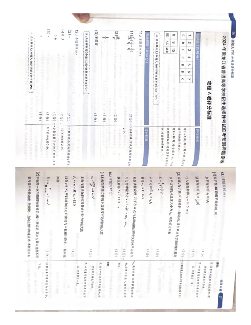 （物理）阅卷人750分考场评分标准_2024高考押题卷_12024天星全系列_黑龙江版_物理