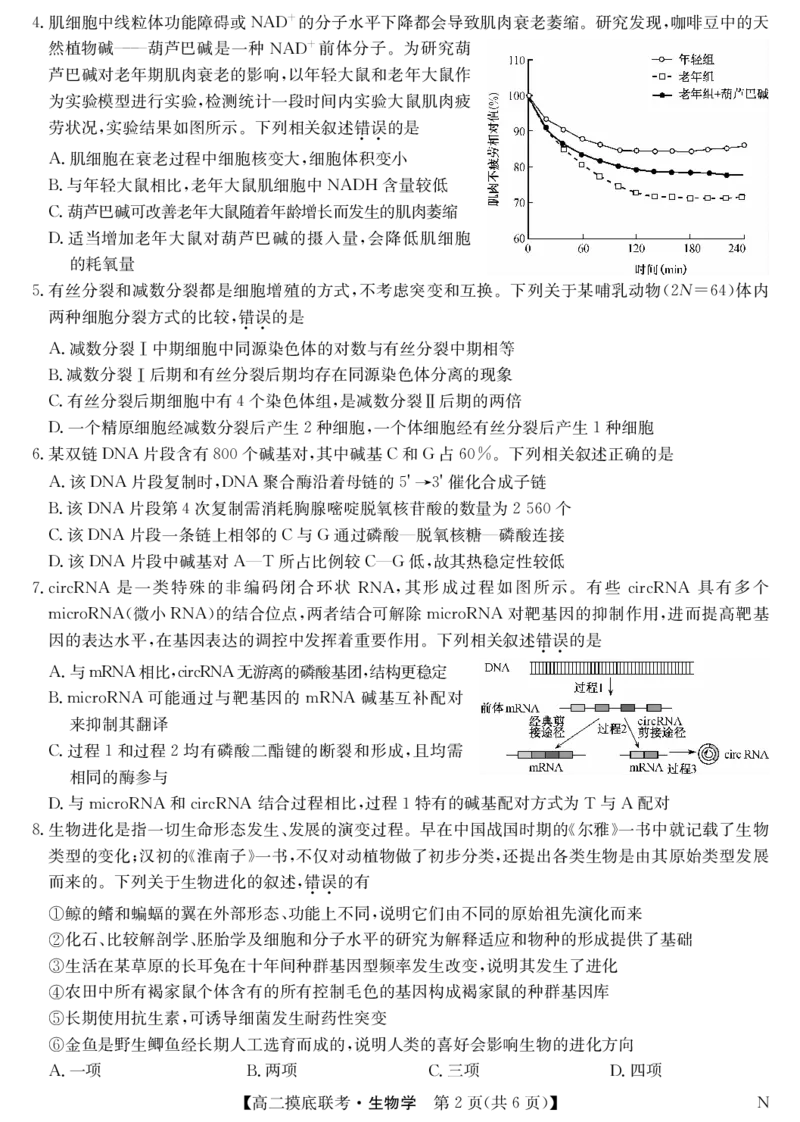 江西省多校联考2023-2024学年高二下学期6月摸底考试生物试题_6月_240615九师联盟2023-2024学年高二下学期6月摸底联考_九师联盟2023-2024学年高二下学期6月摸底考试生物试题