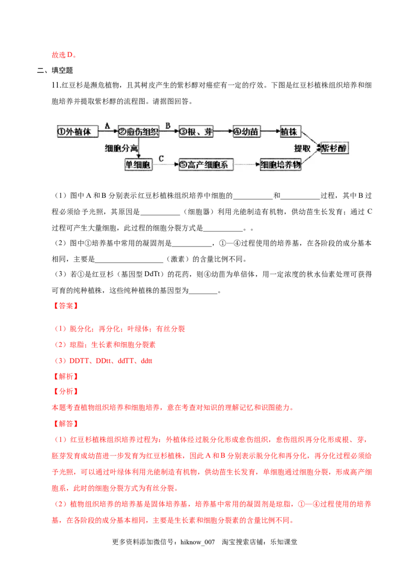 2.1植物细胞工程-2022-2023学年高二生物课后培优分级练（人教版2019选择性必修3）（解析版）_E015高中全科试卷_生物试题_选修3_2.同步练习_1.课后培优练2023