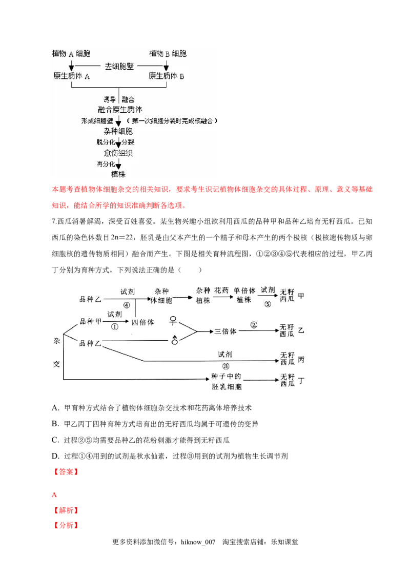 2.1植物细胞工程-2022-2023学年高二生物课后培优分级练（人教版2019选择性必修3）（解析版）_E015高中全科试卷_生物试题_选修3_2.同步练习_1.课后培优练2023