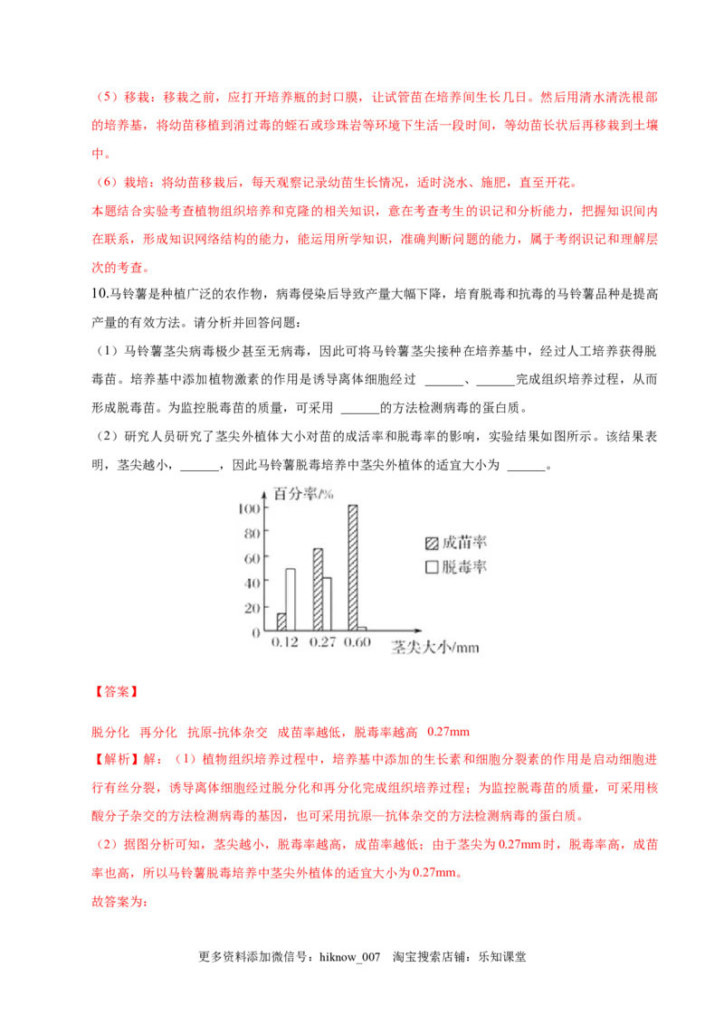 2.1植物细胞工程-2022-2023学年高二生物课后培优分级练（人教版2019选择性必修3）（解析版）_E015高中全科试卷_生物试题_选修3_2.同步练习_1.课后培优练2023