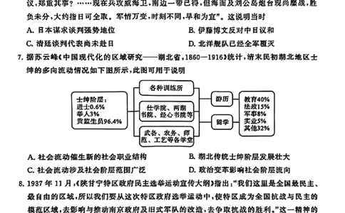 2024届湖北省T8联盟高三下学期压轴考试（一）历史试题(1)_2024年5月_025月合集_2024届湖北省T8联盟高三下学期压轴考试（一模）