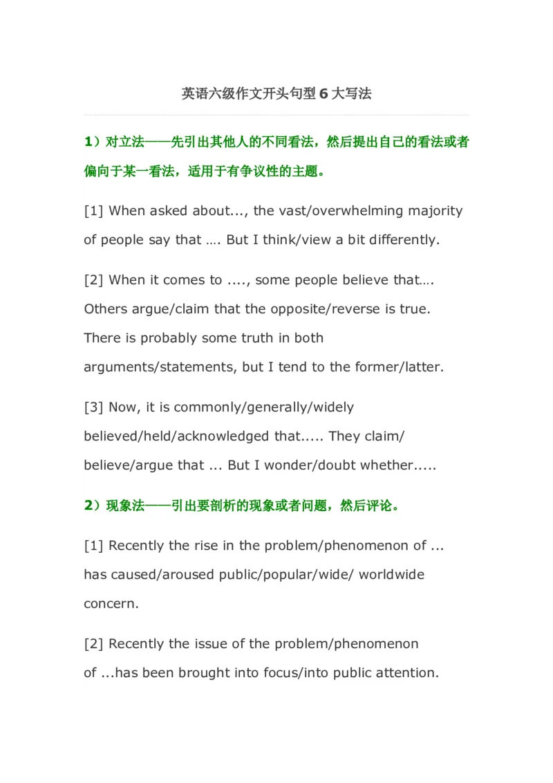 英语六级作文开头句型6大写法_英语四六级整合_英语四六级真题版本二此版为主此文件夹会持续更新_四六级单词汇总_四级单词_赠四六级加油包_写作