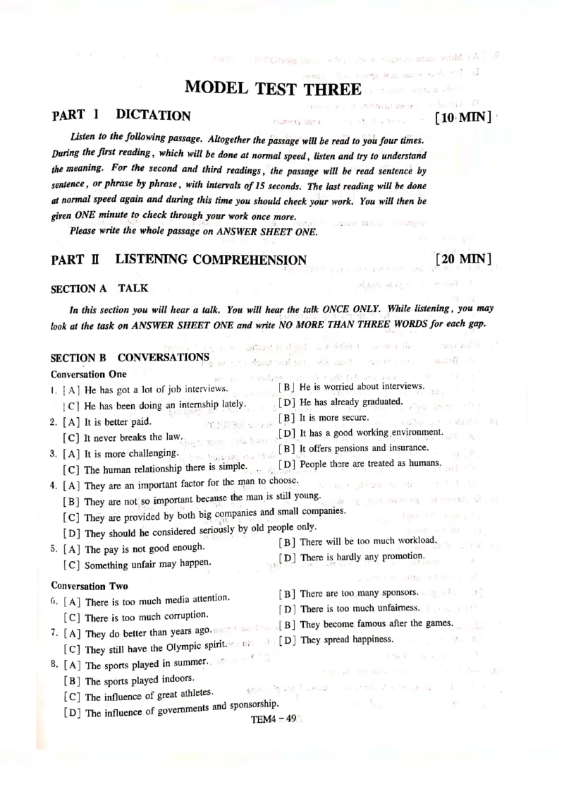 预测第三套_2025专四专八真题及备考资料_2009-2024专四真题+备考资料_专四预测押题卷13+5套_专四预测押题卷5套（附听力及解析）_预测卷