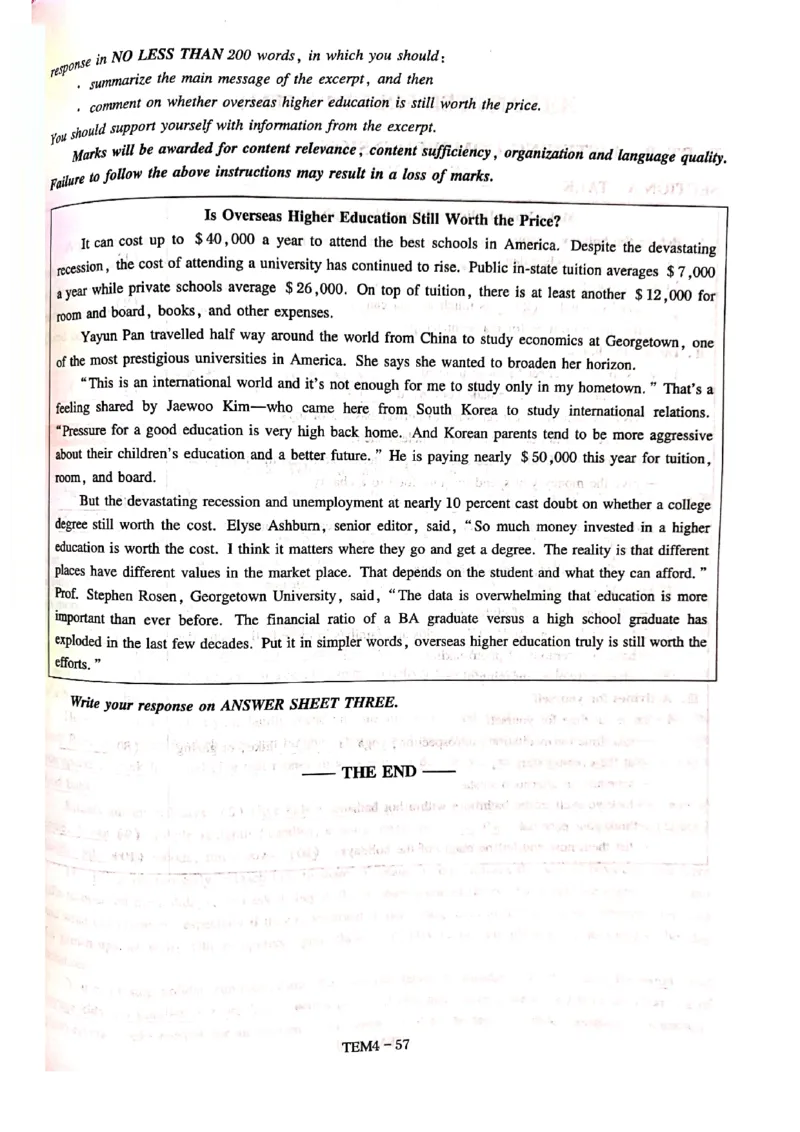 预测第三套_2025专四专八真题及备考资料_2009-2024专四真题+备考资料_专四预测押题卷13+5套_专四预测押题卷5套（附听力及解析）_预测卷