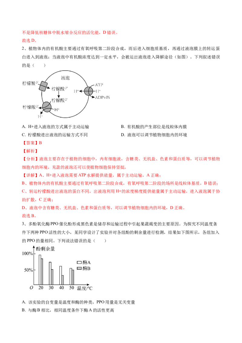 黄金卷02（解析版）-赢在高考&middot;黄金8卷备战2024年高考生物模拟卷（安徽专用）_2024高考押题卷_92024赢在高考全系列_（通用版）2024《赢在高考&middot;黄金预测卷》（九科全）各八套