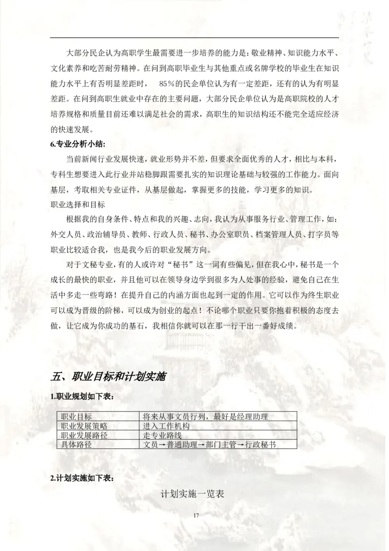 文秘职业生涯规划书_E6-职业规划_81文秘专业