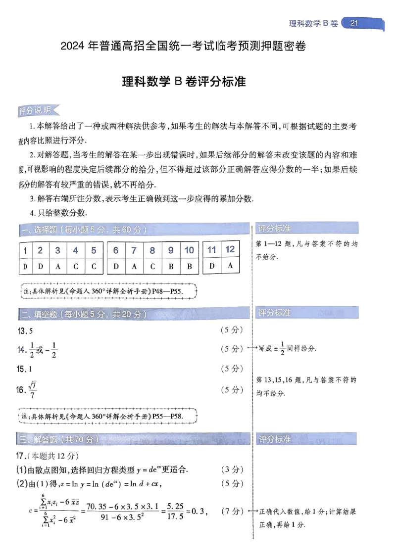 阅卷人750分考场评分标准_2024高考押题卷_12024天星全系列_四川、陕西、青海、内蒙古宁夏、西藏（英数理科综合）_(全国卷版）天星临考预测押题密卷