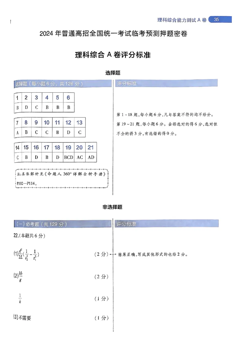 阅卷人750分考场评分标准_2024高考押题卷_12024天星全系列_四川、陕西、青海、内蒙古宁夏、西藏（英数理科综合）_(全国卷版）天星临考预测押题密卷