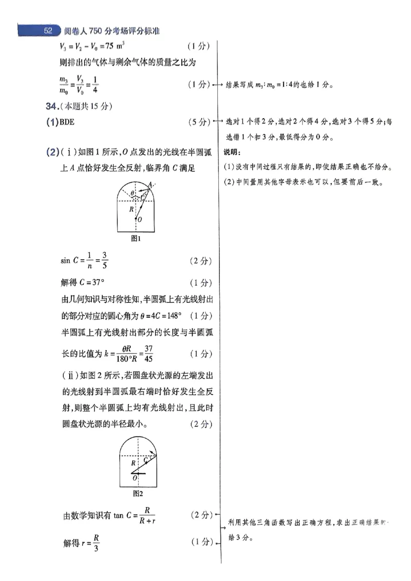 阅卷人750分考场评分标准_2024高考押题卷_12024天星全系列_四川、陕西、青海、内蒙古宁夏、西藏（英数理科综合）_(全国卷版）天星临考预测押题密卷