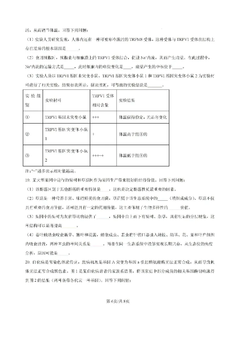 原卷-贵州省黔东南苗族侗族自治州2024-2025学年高三上学期开学考试生物试题_8月_240818贵州金太阳2025届高三8月开学考试（25-15C）