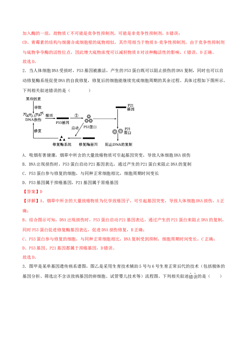 黄金卷01（解析版）-赢在高考&middot;黄金8卷备战2024年高考生物模拟卷（广西专用）_2024高考押题卷_92024赢在高考全系列_（通用版）2024《赢在高考&middot;黄金预测卷》（九科全）各八套
