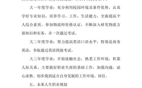 物流管理生涯规划大学生职业生涯规划书_E6-职业规划_53物流专业