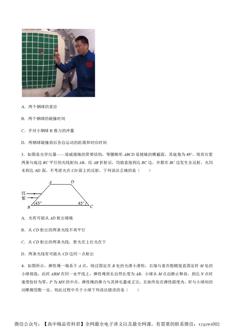 黄金卷06-赢在高考&middot;黄金8卷备战2024年高考物理模拟卷（湖南专用）（原卷版）_2024高考押题卷_92024赢在高考全系列_（通用版）2024《赢在高考&middot;黄金预测卷》（九科全）各八套