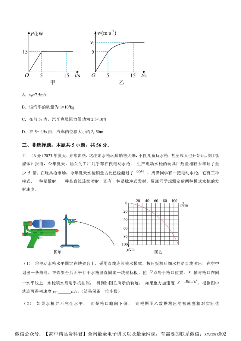 黄金卷06-赢在高考&middot;黄金8卷备战2024年高考物理模拟卷（湖南专用）（原卷版）_2024高考押题卷_92024赢在高考全系列_（通用版）2024《赢在高考&middot;黄金预测卷》（九科全）各八套