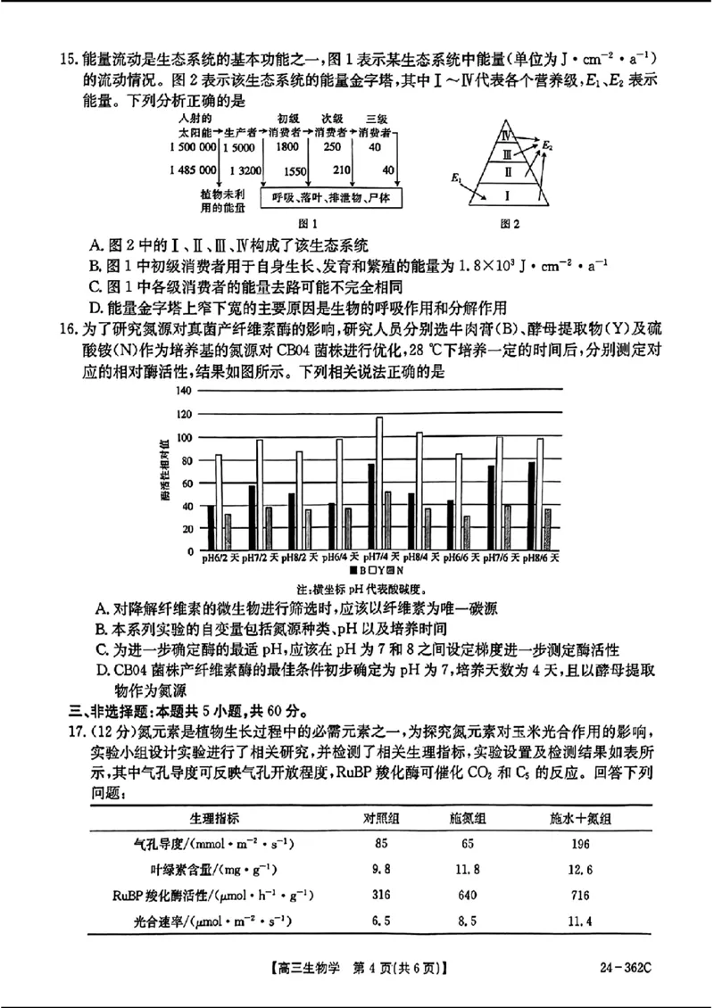2024江西金太阳（24-362C）高三3月大联考-生物含_2024年3月_02按日期_17号_2024届江西金太阳（24-362C）高三3月大联考
