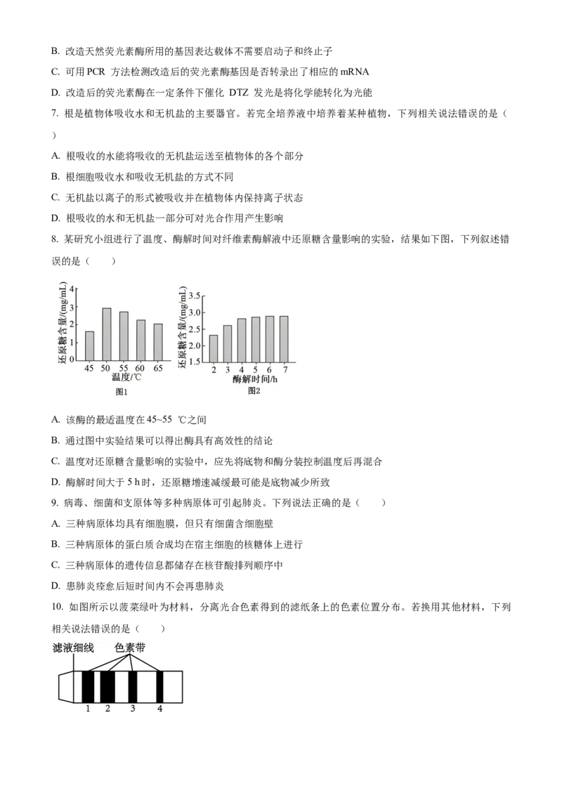 辽宁省本溪市县级重点高中协作体2023-2024学年高二下学期7月期末考试生物Word版含解析(1)_8月_240807辽宁省本溪市县级重点高中协作体2023-2024学年高二下学期7月期末考试