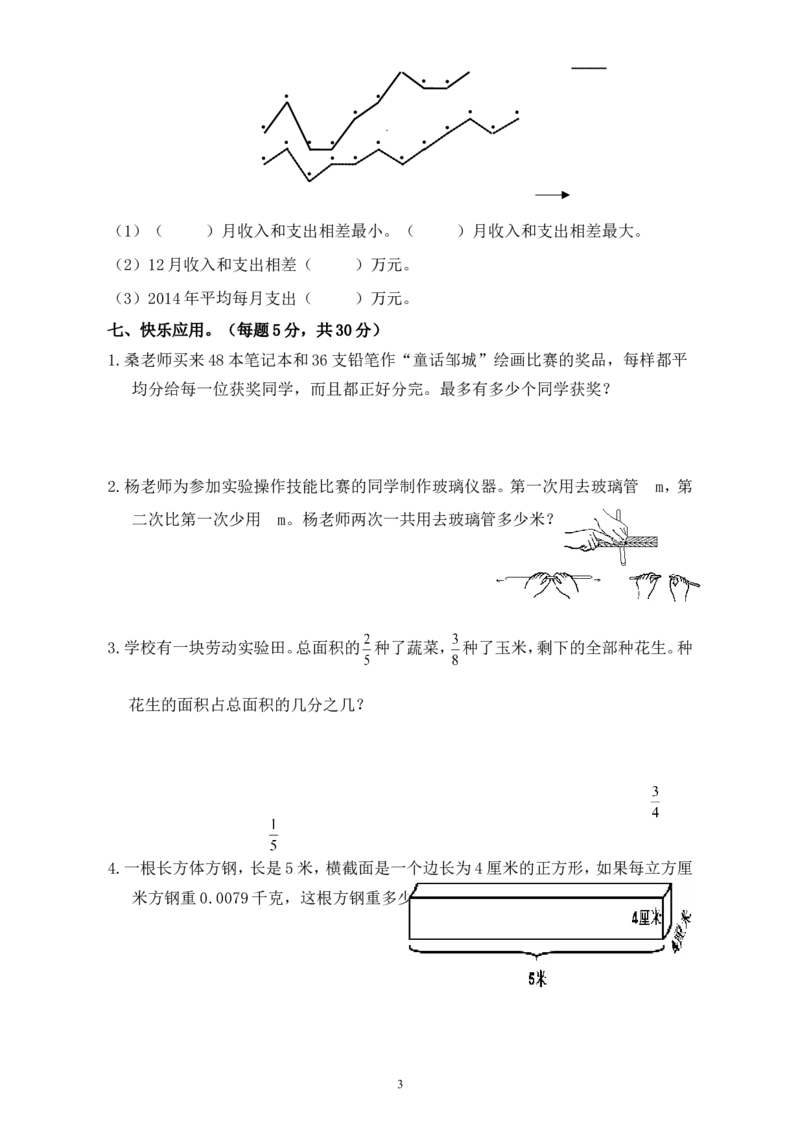 2018年人教版小学五年级下册数学期末试卷(3)_小学1-6年级全部试卷_数学_五年级_3-10-4、小学五年级数学下册_3-10-4-2、练习题、作业、试题、试卷_人教版_期末测试卷