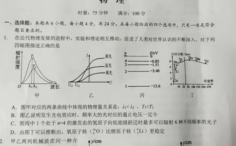 2024届湖南省怀化市高三下学期第二次模拟考试物理试题_2024年4月_01按日期_15号_2024届湖南省怀化市高三下学期第二次模拟考试_2024届湖南省怀化市高三下学期第二次模拟考试物理试题