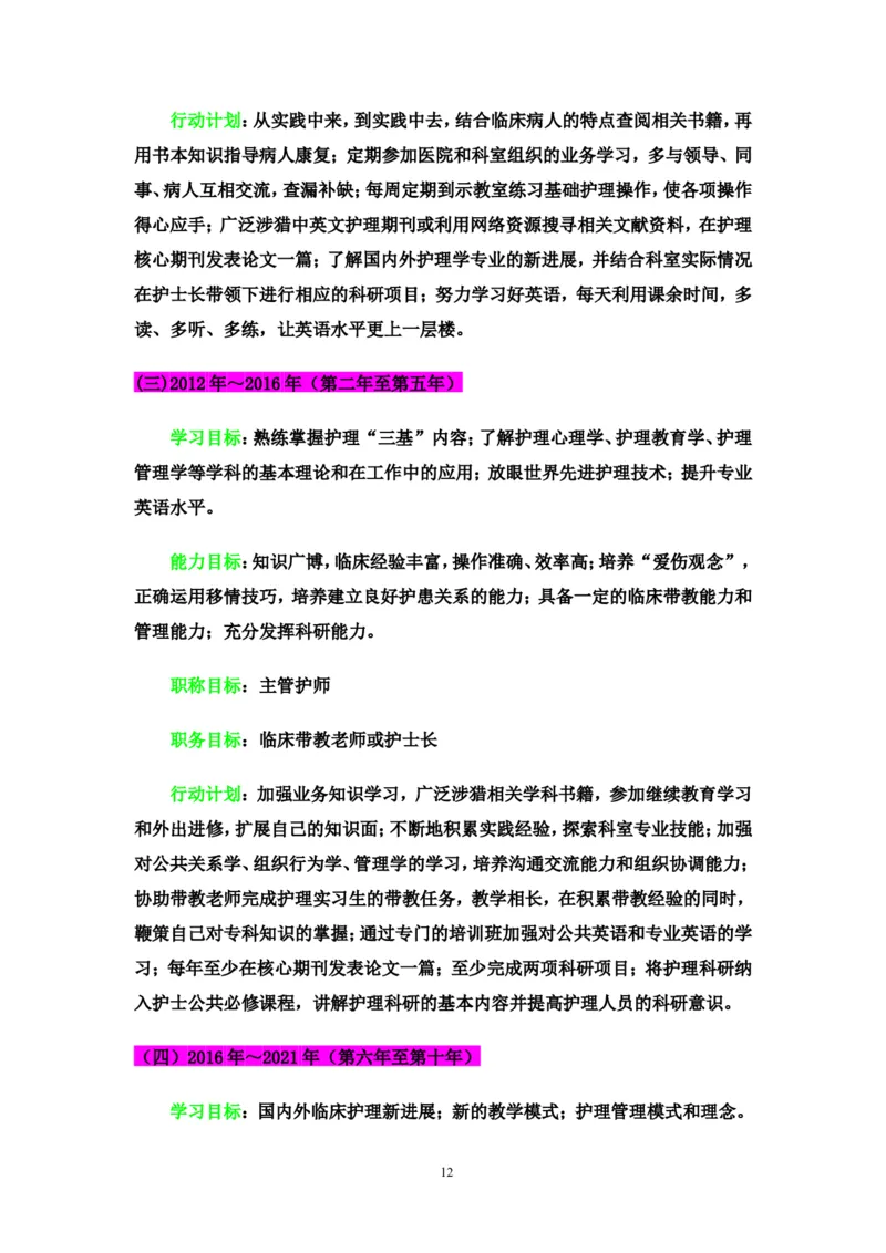 护理10-13班叶珊珊全国大学生职业生涯规划书_E6-职业规划_29护理专业