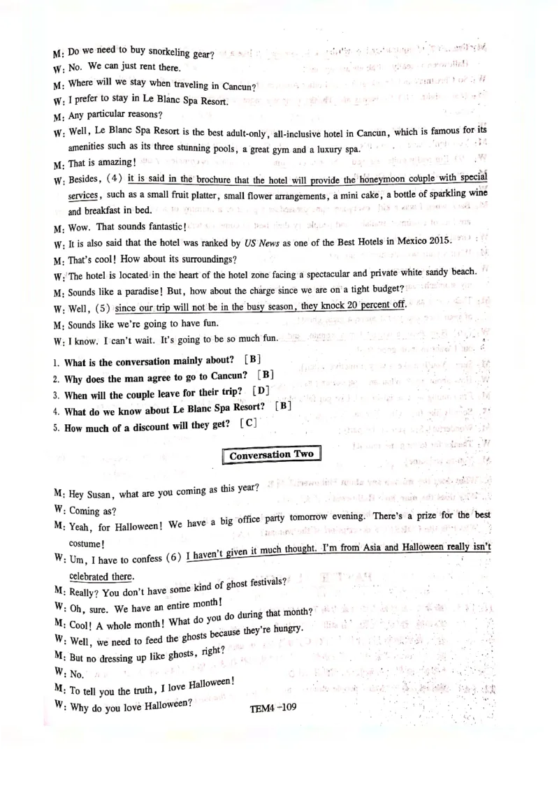 预测答案解析第五套_2025专四专八真题及备考资料_2009-2024专四真题+备考资料_专四预测押题卷13+5套_专四预测押题卷5套（附听力及解析）_答案解析