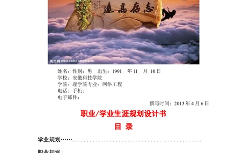 职业规划理学院网络工程专业职业生涯规划设计书模板WORD_E6-职业规划_71网络工程专业