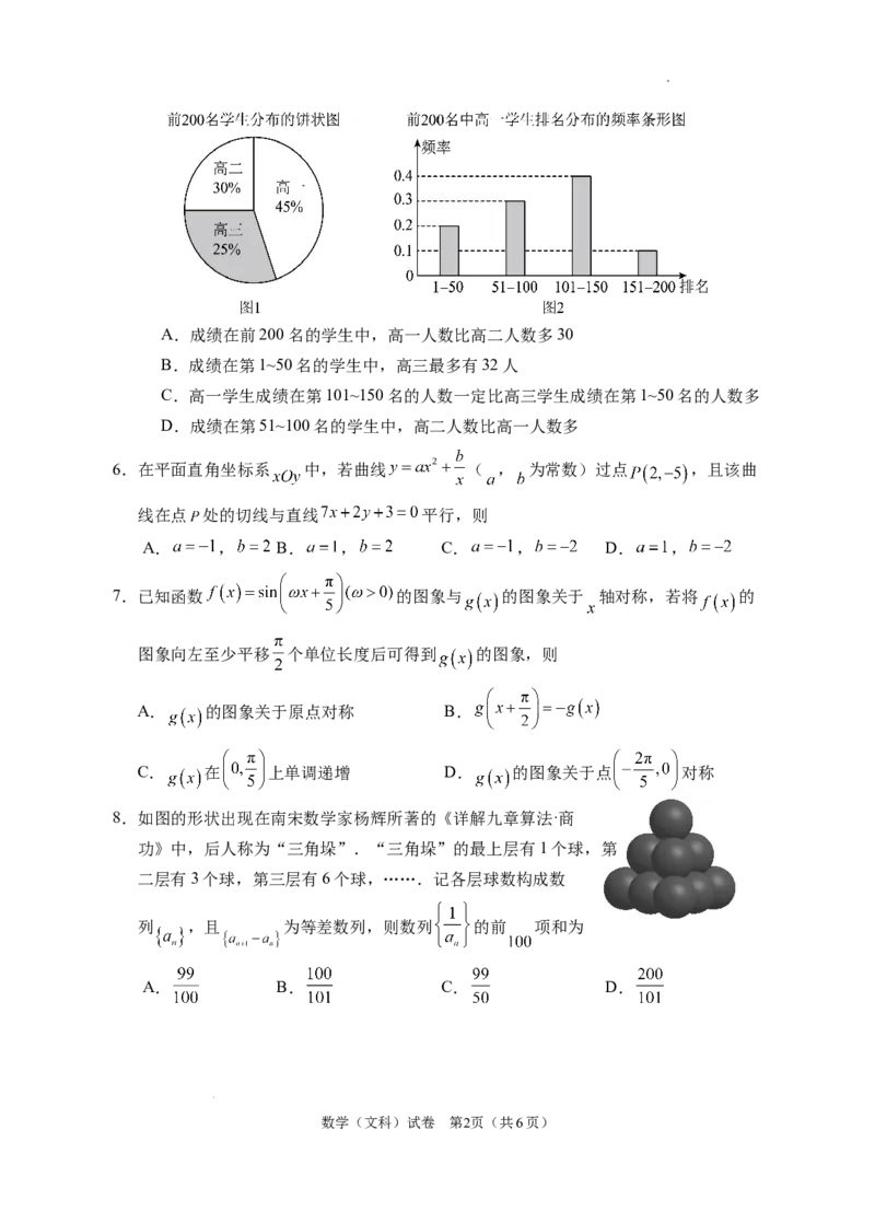 2024届高三第一次模拟数学(文科)试卷_2024年3月_013月合集_2024届宁夏银川一中高三下学期第一次模拟考试_宁夏回族自治区银川一中2023-2024学年高三下学期第一次模拟考试文科数学试卷