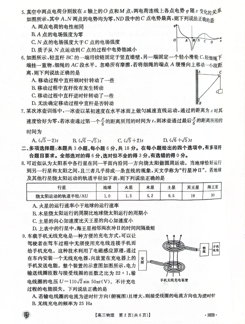 2024届百万金太阳物理试题HEB(1)_2024年5月_025月合集_2024届金太阳百万金太阳高三5月大联考（盾牌眼）