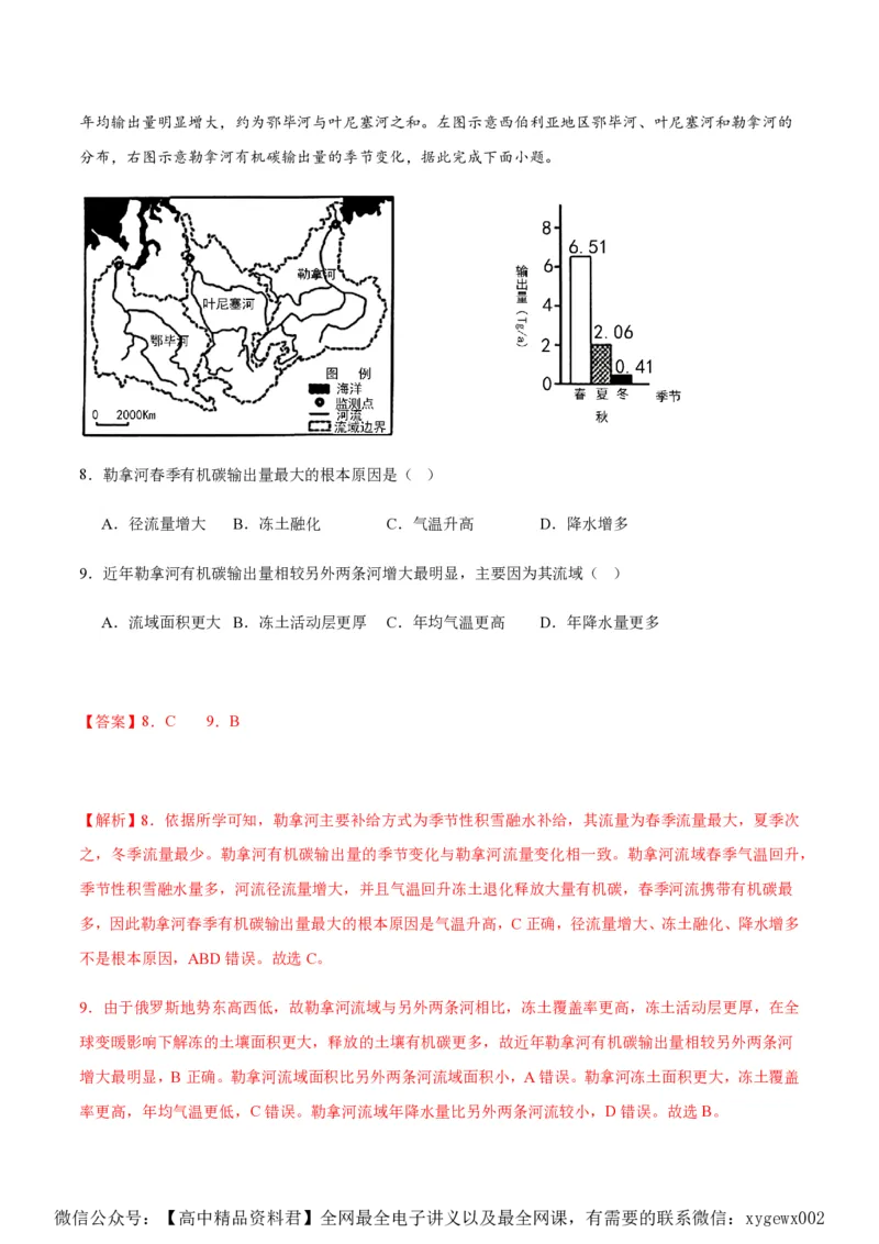 黄金卷01（新高考七省专用）（解析版）-赢在高考&middot;黄金8卷备战2024年高考地理模拟卷（新高考七省专用）_2024高考押题卷_92024赢在高考全系列