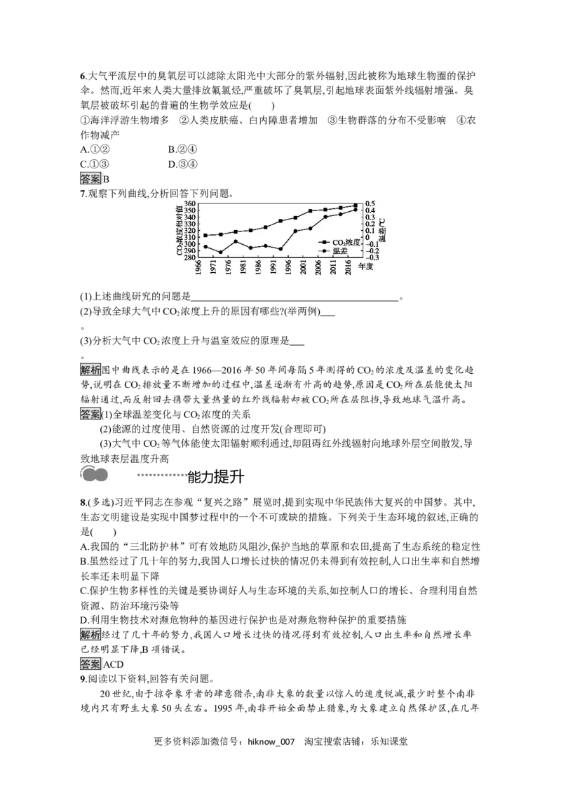 2022-2023学年新教材生物人教版选择性必修第二册课后提升训练：第4章　第1节　人类活动对生态环境的影响_E015高中全科试卷_生物试题_选修2_2.同步练习_4.课后训练（第四套）