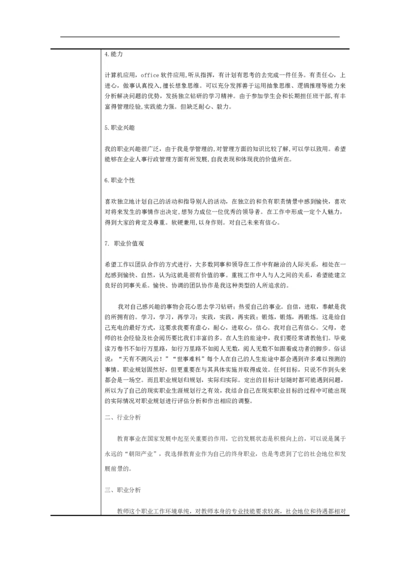 物理系师范生大学生职业规划书_E6-职业规划_73物理专业