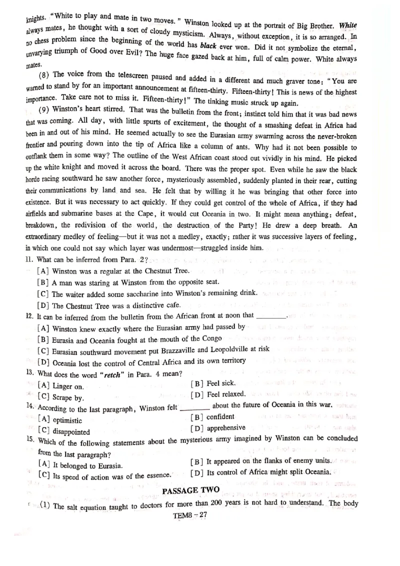 预测第二套_2025专四专八真题及备考资料_2009-2024专八真题+备考资料_24专八预测押题卷_专八预测卷5套_预测卷