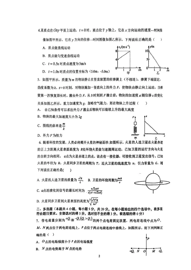 雅礼2025高三入学物理_8月_240807湖南省长沙市雅礼中学2025届高三上学期入学考试_湖南省长沙市雅礼中学2024-2025学年高三上学期入学考试物理试题