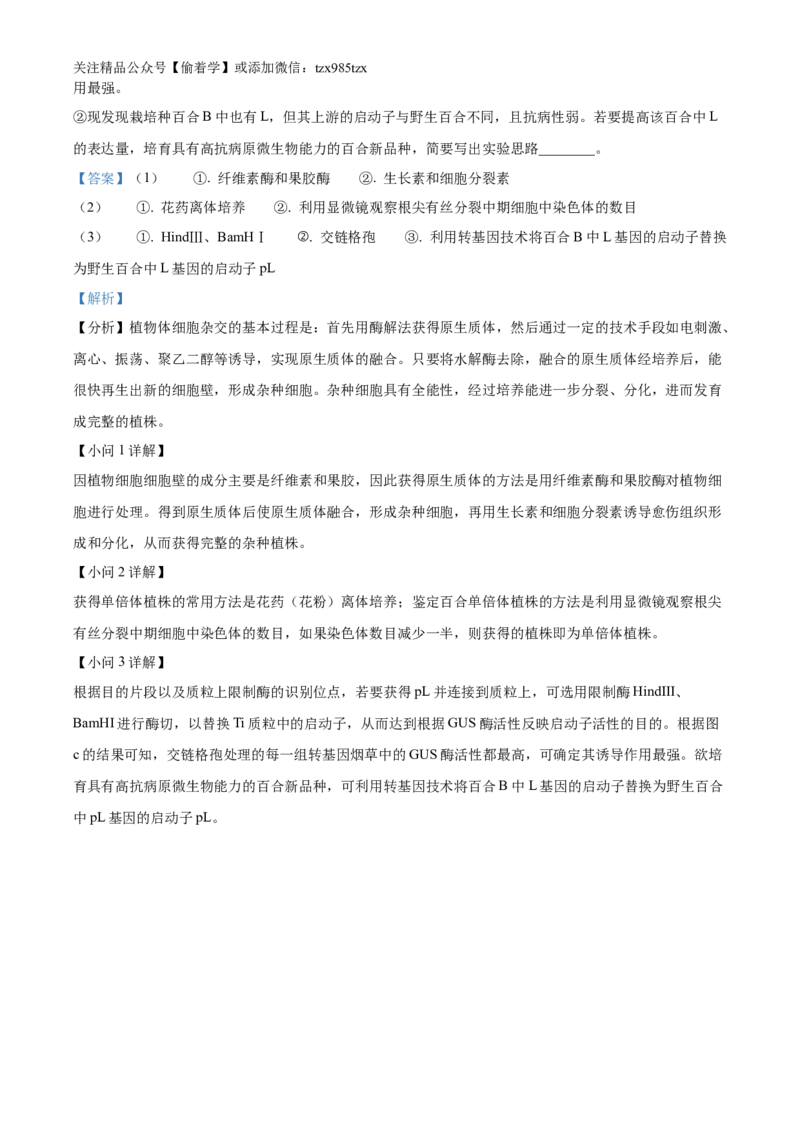 精品解析：2024年新课标湖南高考真题生物试卷（解析版）_高考真题全网收集_生物学_精品解析：2024年新高考湖南卷生物高考真题解析（参考版）