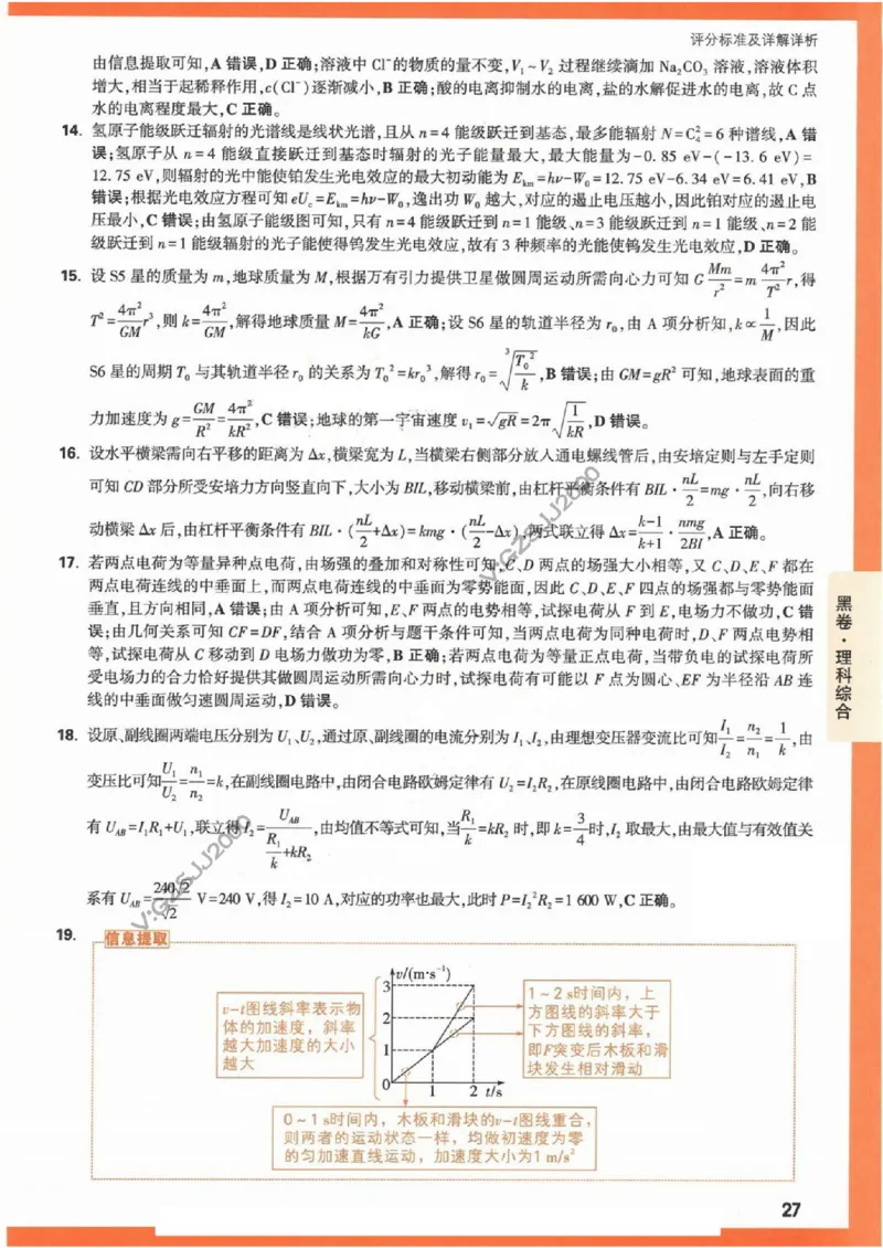 黑卷答案-理科综合（全国版）_2023高考押题卷_腾远黑白卷（官方只发售理科及新高考版本）_理科版_2023年《腾远高考黑白卷》理科综合（全国版）