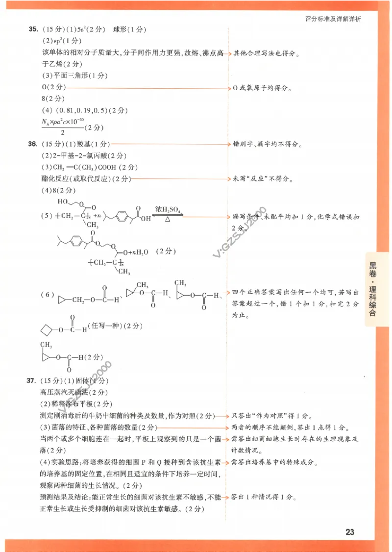 黑卷答案-理科综合（全国版）_2023高考押题卷_腾远黑白卷（官方只发售理科及新高考版本）_理科版_2023年《腾远高考黑白卷》理科综合（全国版）