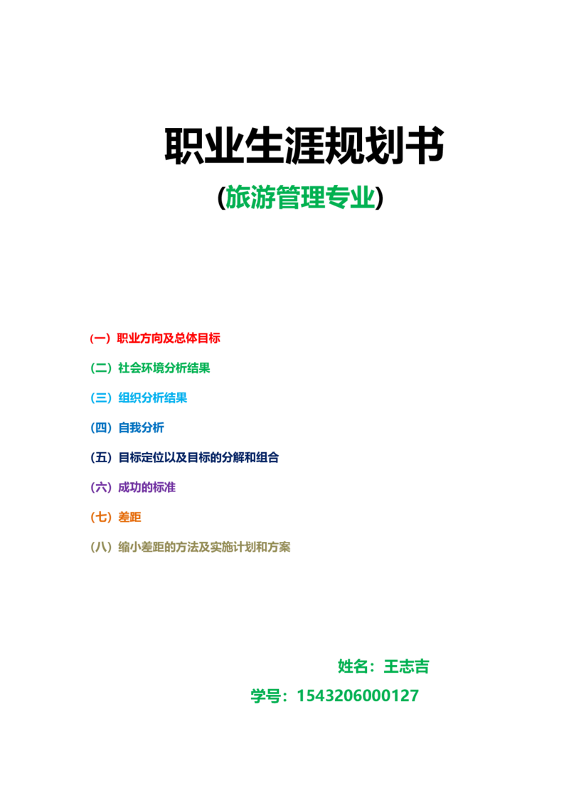 旅游管理专业职业生涯规划书_E6-职业规划_49旅游管理专业