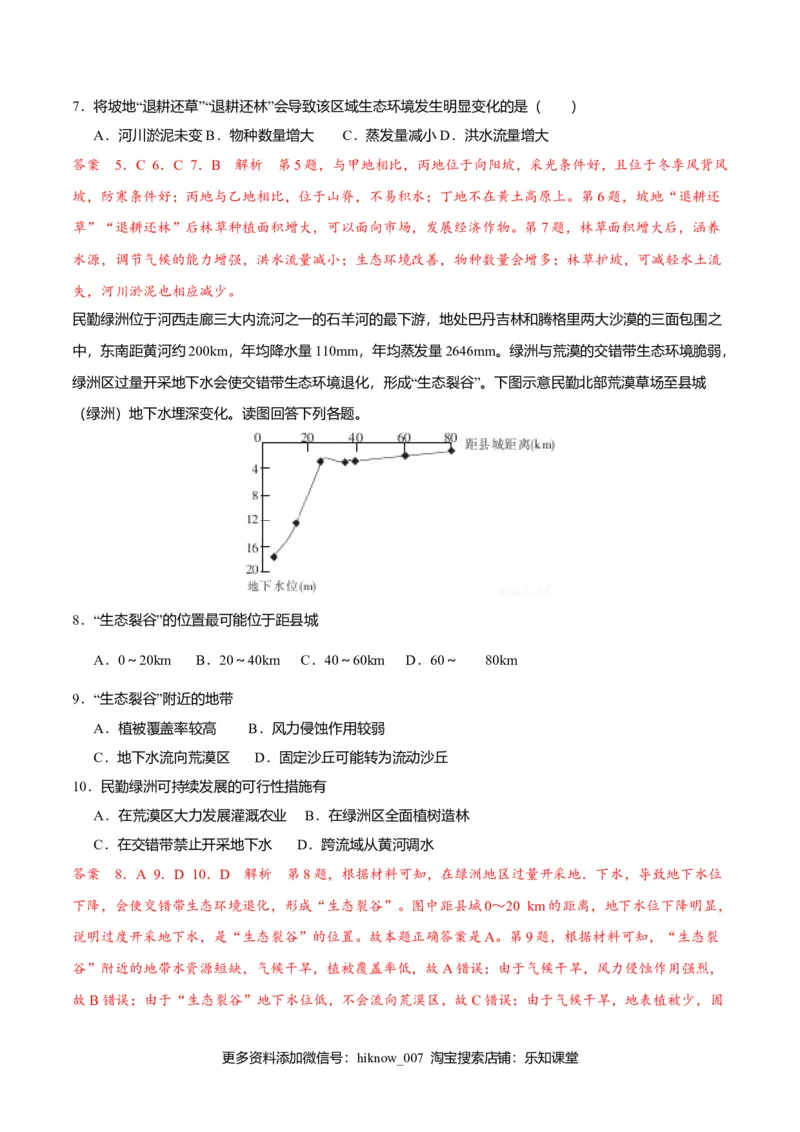 2.2生态脆弱区的综合治理（练习）（解析版）_E015高中全科试卷_地理试题_选修2_2.同步练习_同步练习（第二套）