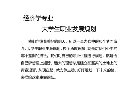 经济学专业大学生职业生涯规划书_E6-职业规划_48经济管理、经济学专业