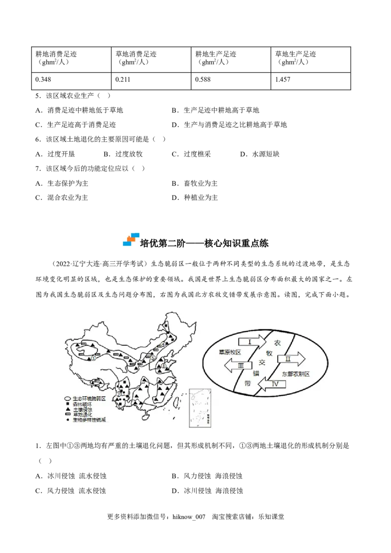 2.2生态脆弱区的综合治理-2022-2023学年高二地理课后培优分级练（人教版2019选择性必修2）（原卷版）_E015高中全科试卷_地理试题_选修2_2.同步练习_课后培优练2023年（第一套）